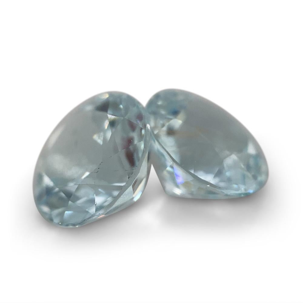 Women's or Men's 3.36ct Round Aquamarine Pair For Sale