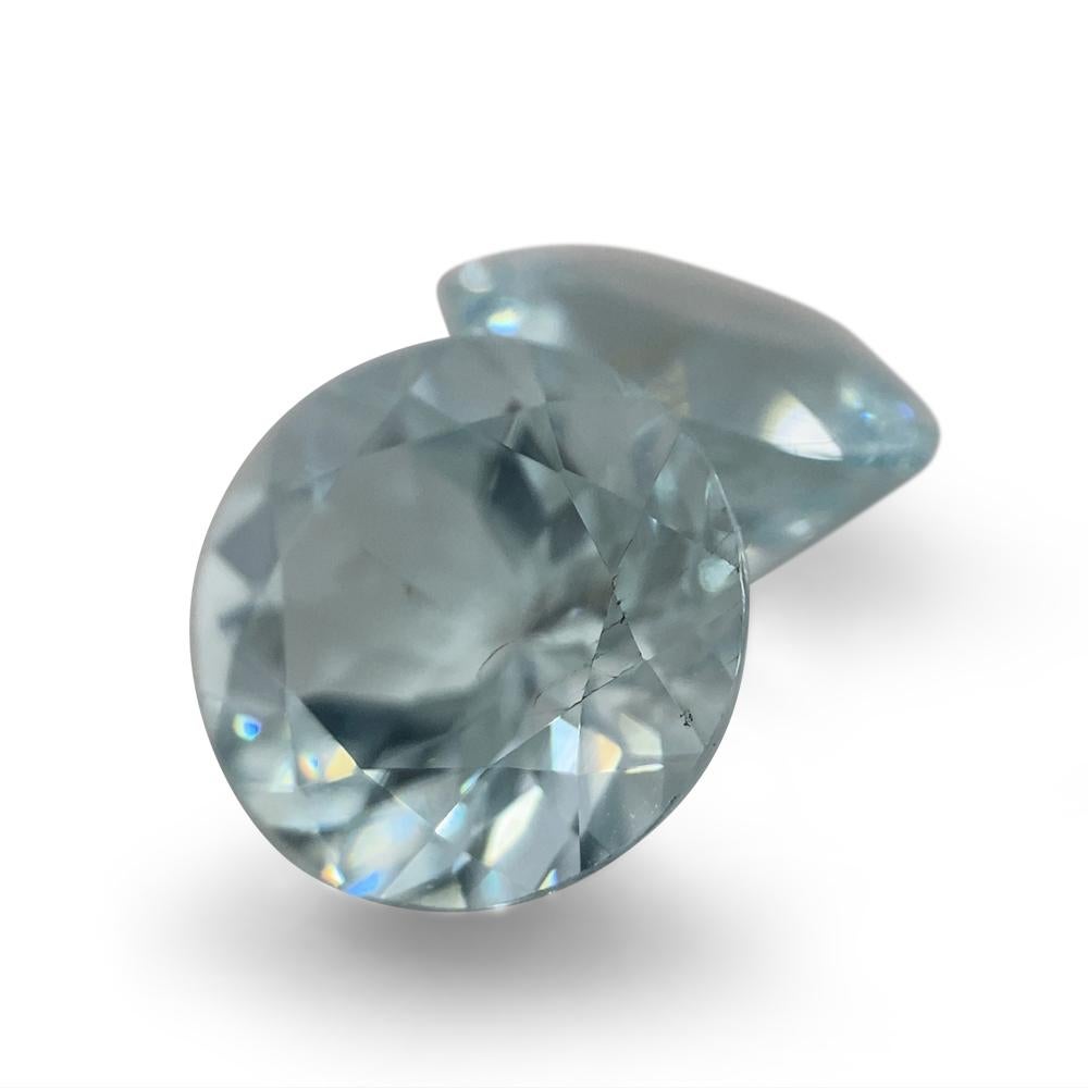 3.36ct Round Aquamarine Pair For Sale 2