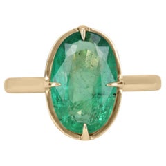 3.36cts 14K Oval Emerald Solitaire Gold Ring