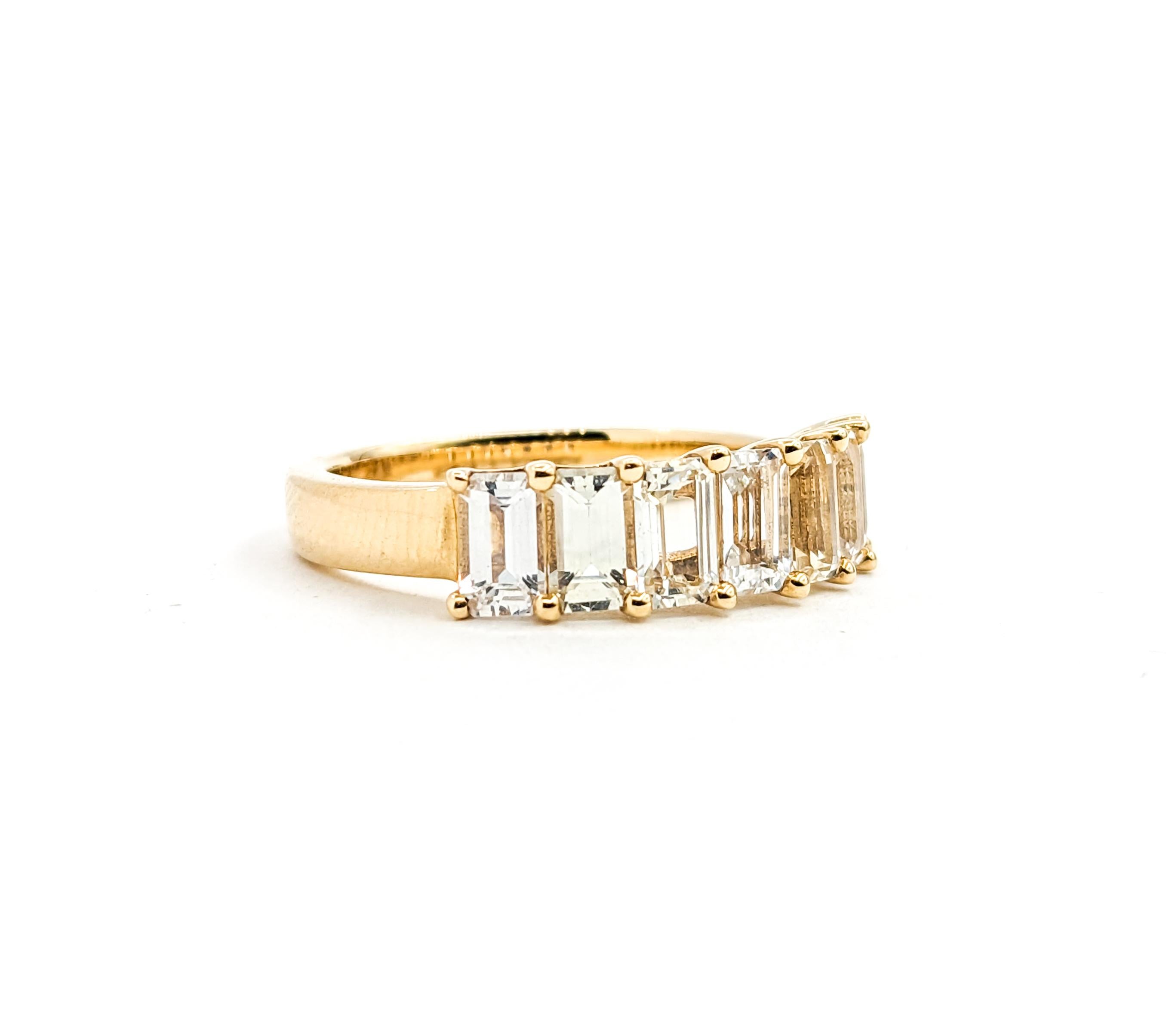 3.36ctw Emerald Cut Sapphires Ring In Yellow Gold For Sale 7