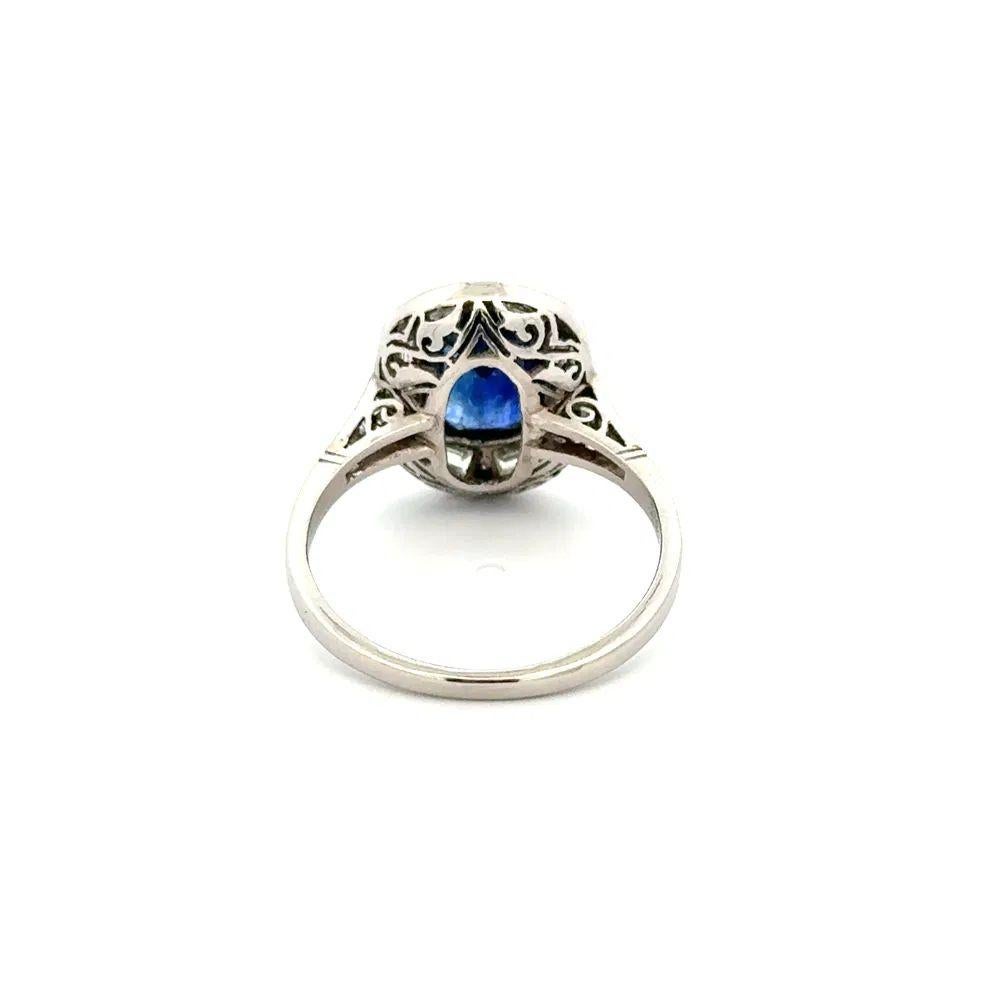 3,37 Karat Ceylon Saphir GIA und Diamant Platin Vintage Statement Ring im Zustand „Hervorragend“ im Angebot in Montreal, QC