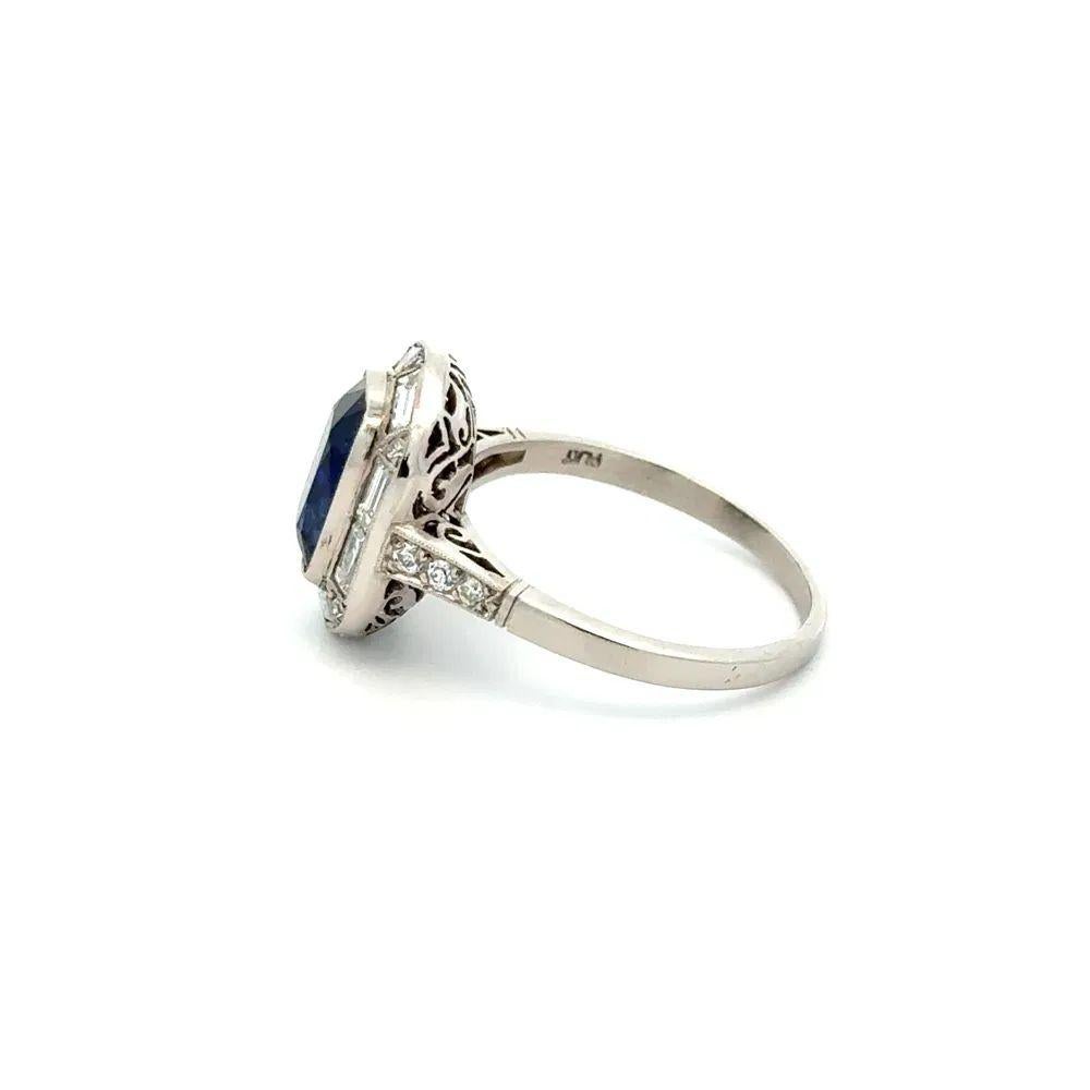 3,37 Karat Ceylon Saphir GIA und Diamant Platin Vintage Statement Ring Damen im Angebot