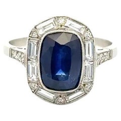 3,37 Karat Ceylon Saphir GIA und Diamant Platin Vintage Statement Ring