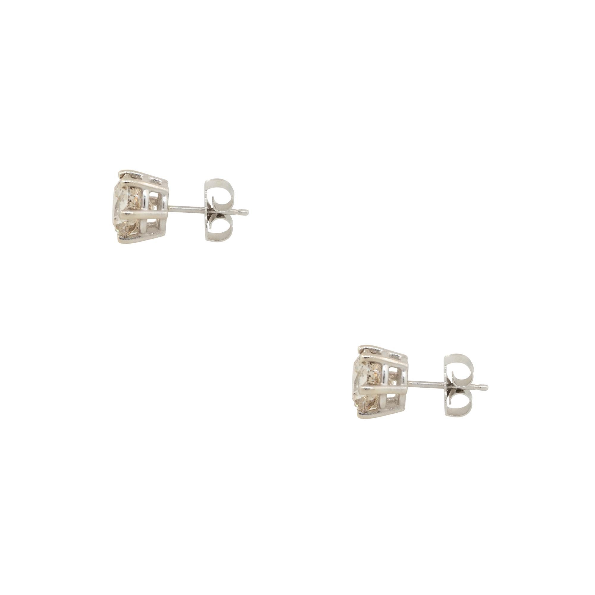 3.37 Carat Diamond Stud Earrings 14 Karat in Stock  In Excellent Condition For Sale In Boca Raton, FL