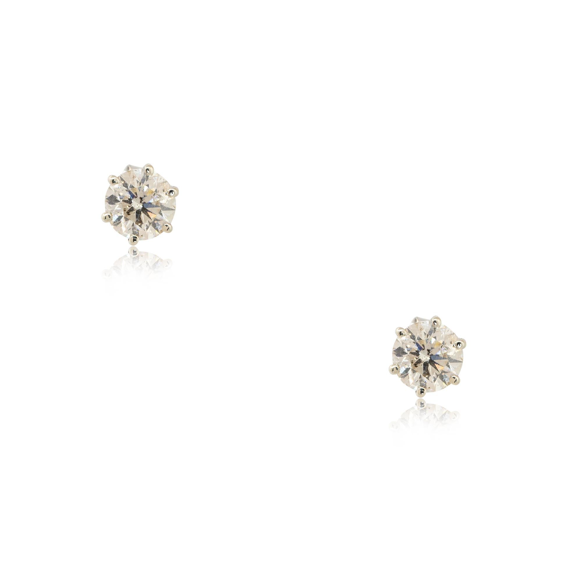 Women's or Men's 3.37 Carat Diamond Stud Earrings 14 Karat in Stock  For Sale