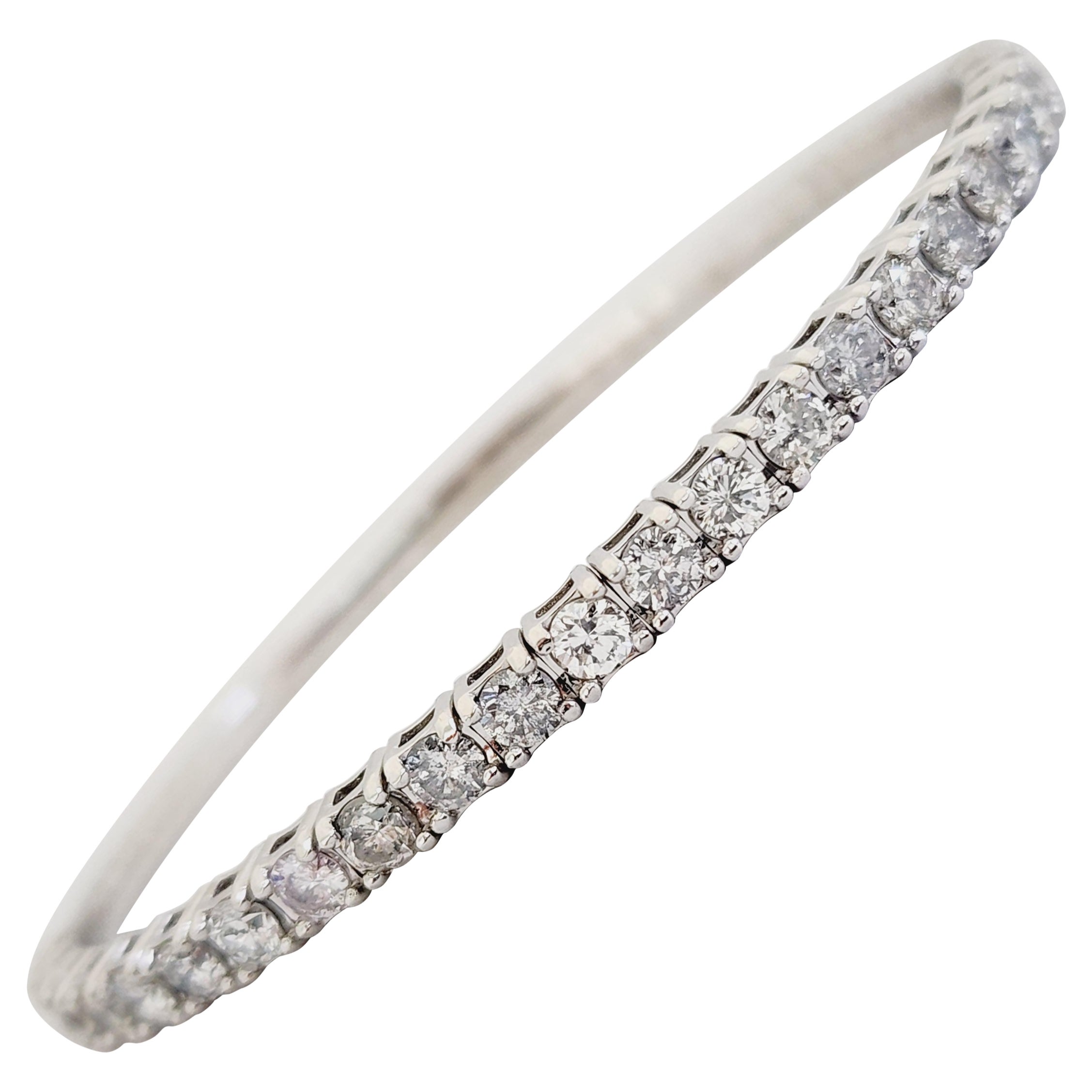 3.37 Carat Flexible Bangle White Gold 14 Karat Bracelet For Sale