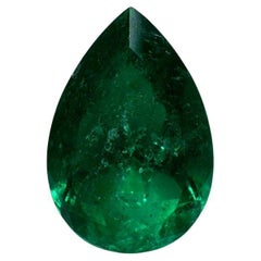 3.37 Carat Minor Oil Fine Muzo Green Colombian Emerald - Pear Cut May Birthstone
