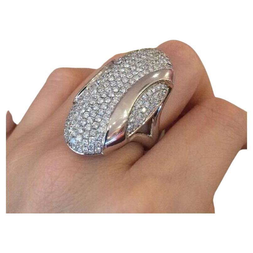 3.37 carat Pavé Diamond Vertical Cocktail Ring in 18K White Gold For Sale