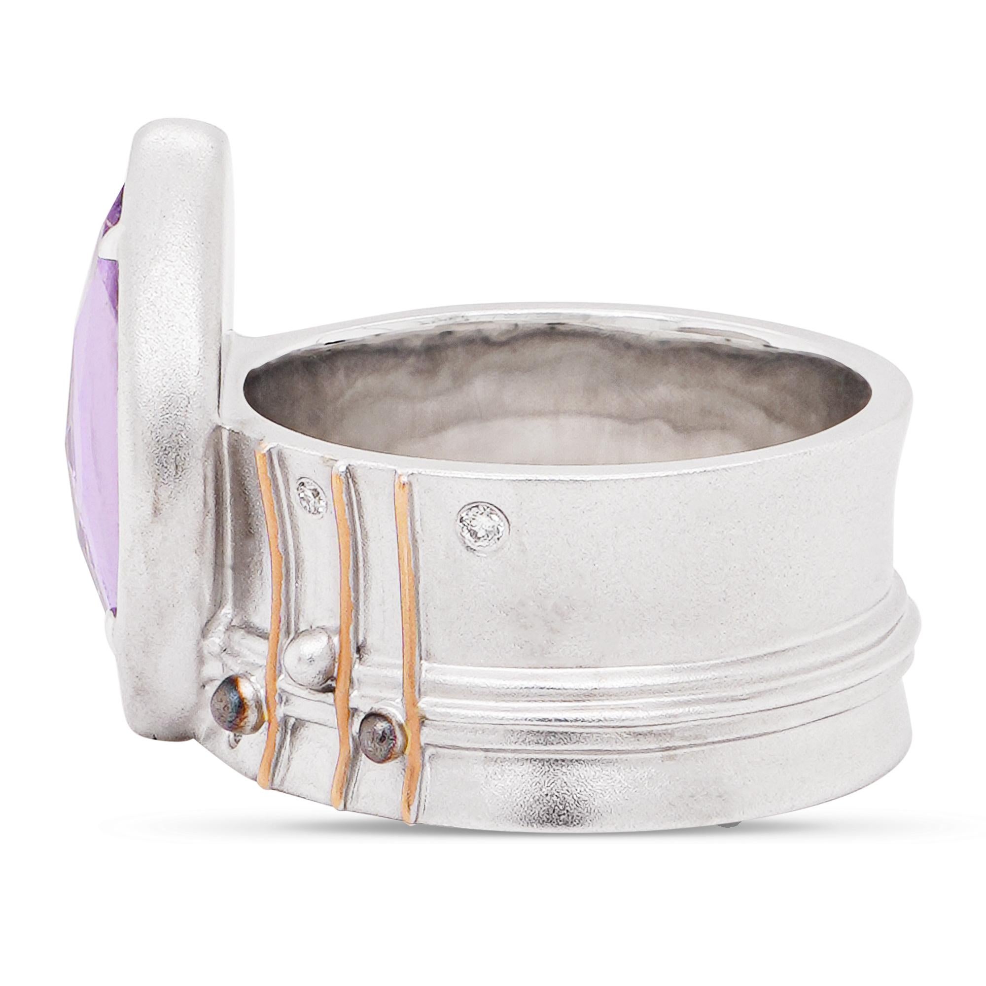 Oval Cut 3.37 Carat Purple No Heat Sapphire Interstellar 18k Ring For Sale