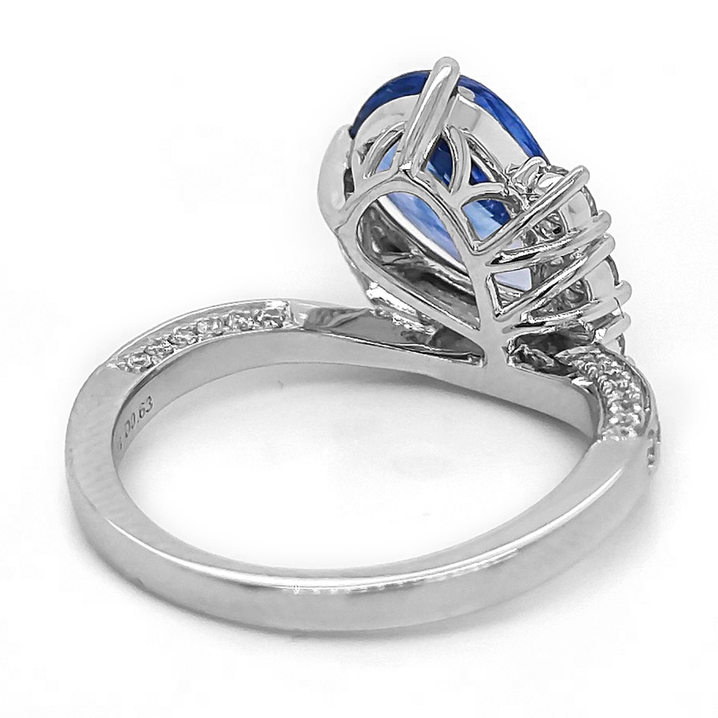 Mixed Cut 3.37 Carat Sapphire and White Diamond White Gold Ring For Sale