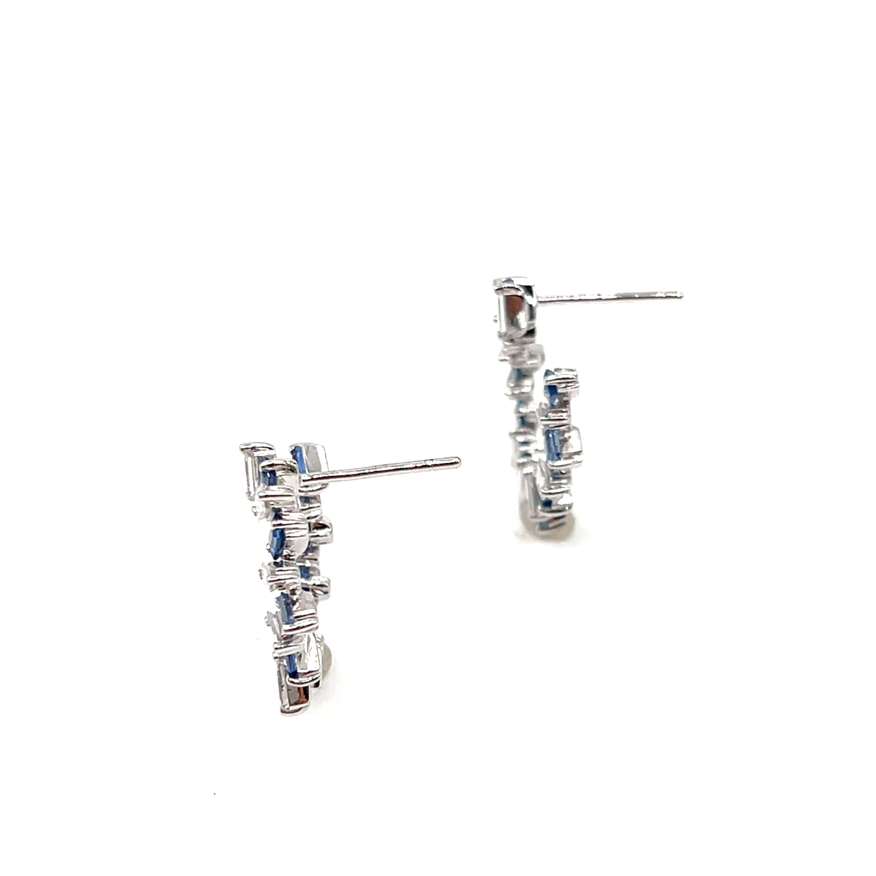 3.37 ct Baguette Sapphire & Diamond Earrings In New Condition For Sale In Chicago, IL