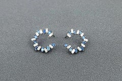 3.37 ct Baguette Sapphire & Diamond Earrings