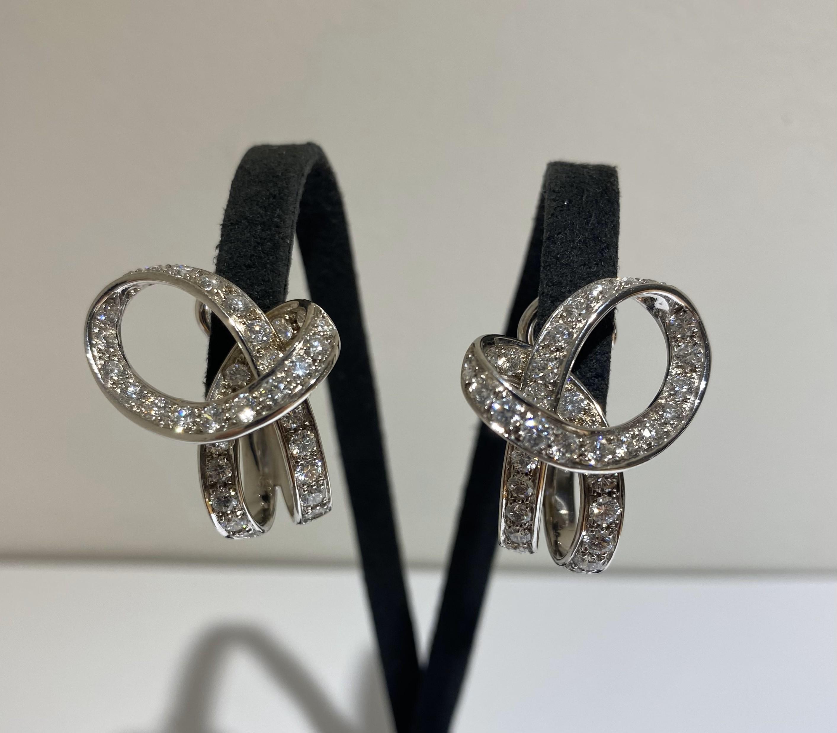 SCAVIA 3.37 Ct Diamonds Pavè Clip-on Earrings 18K White Gold In New Condition For Sale In Rome, IT
