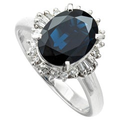 3.37 Ct Natural Sapphire and 0.36 Ct Natural Diamonds Ring