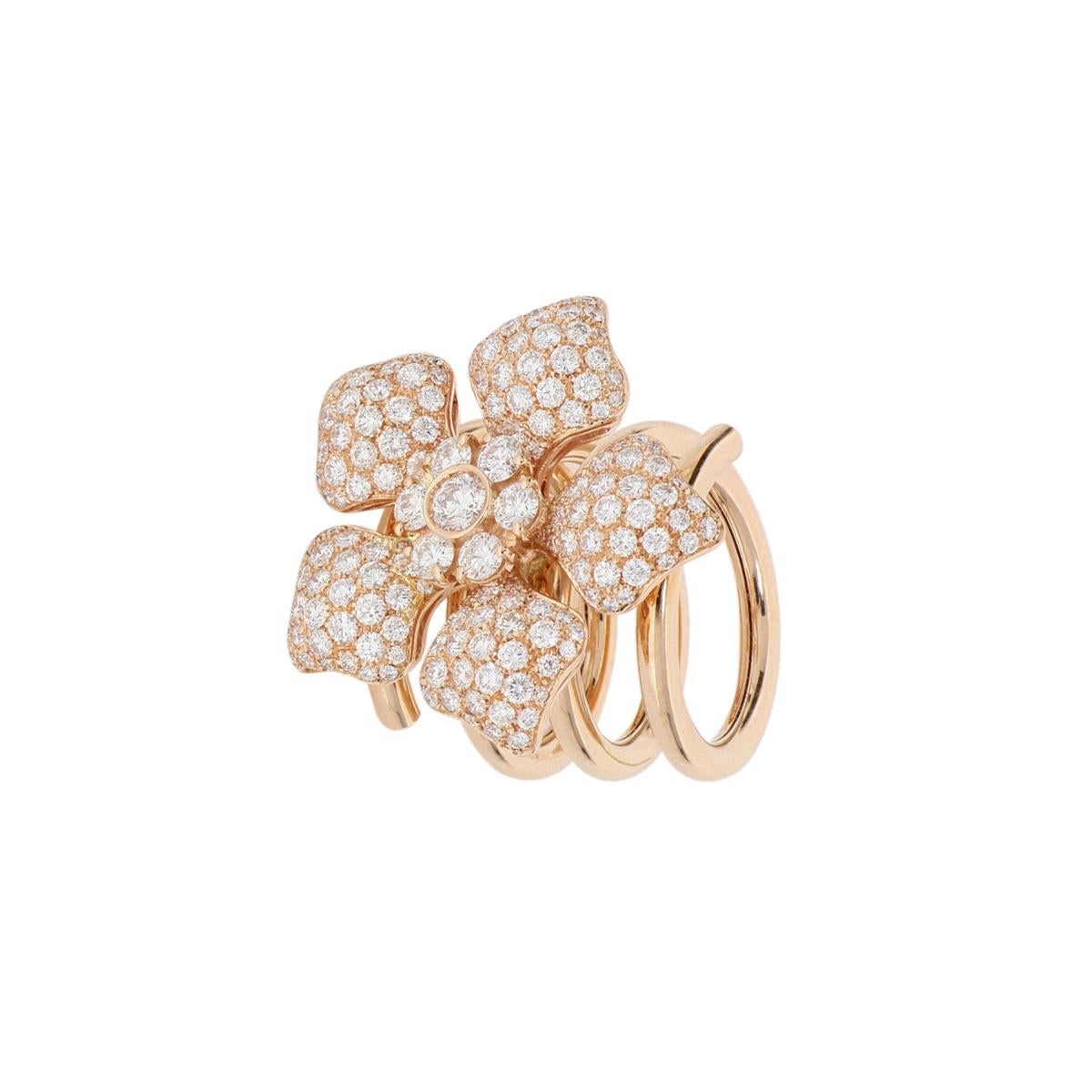 For Sale:  3, 37 Ct White Brilliant-Cut Diamond Helical Flower Pavè Spiral Ring 2