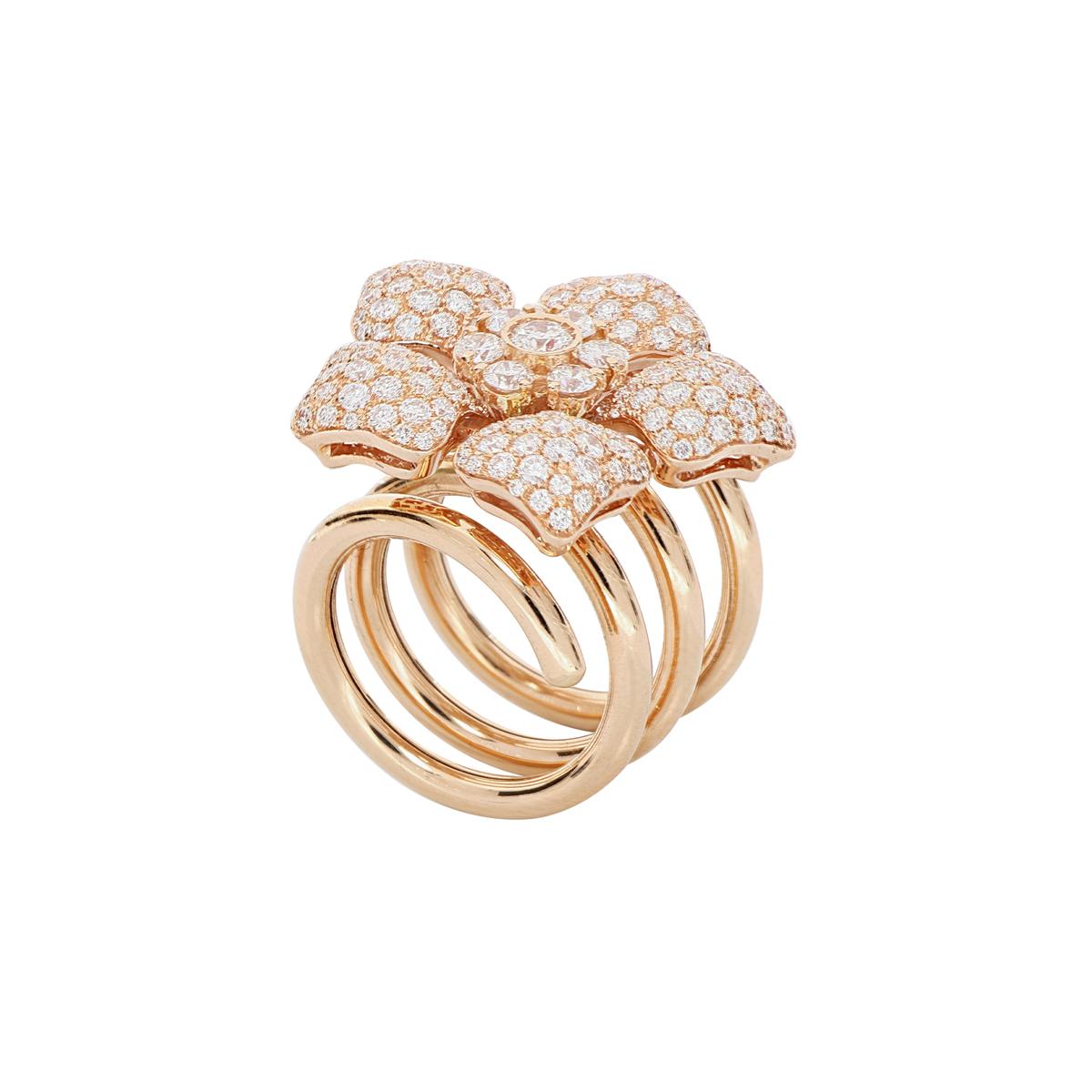 For Sale:  3, 37 Ct White Brilliant-Cut Diamond Helical Flower Pavè Spiral Ring 3