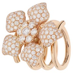 3, 37 Ct White Brilliant-Cut Diamond Helical Flower Pavè Spiral Ring