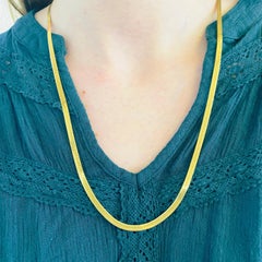 Gold Herringbone Chain, 10K Yellow Gold, Flat Link Wide Chain