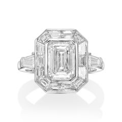 3.37 tcw Emerald Cut Natural Diamond in 18k White Gold Statement Ring