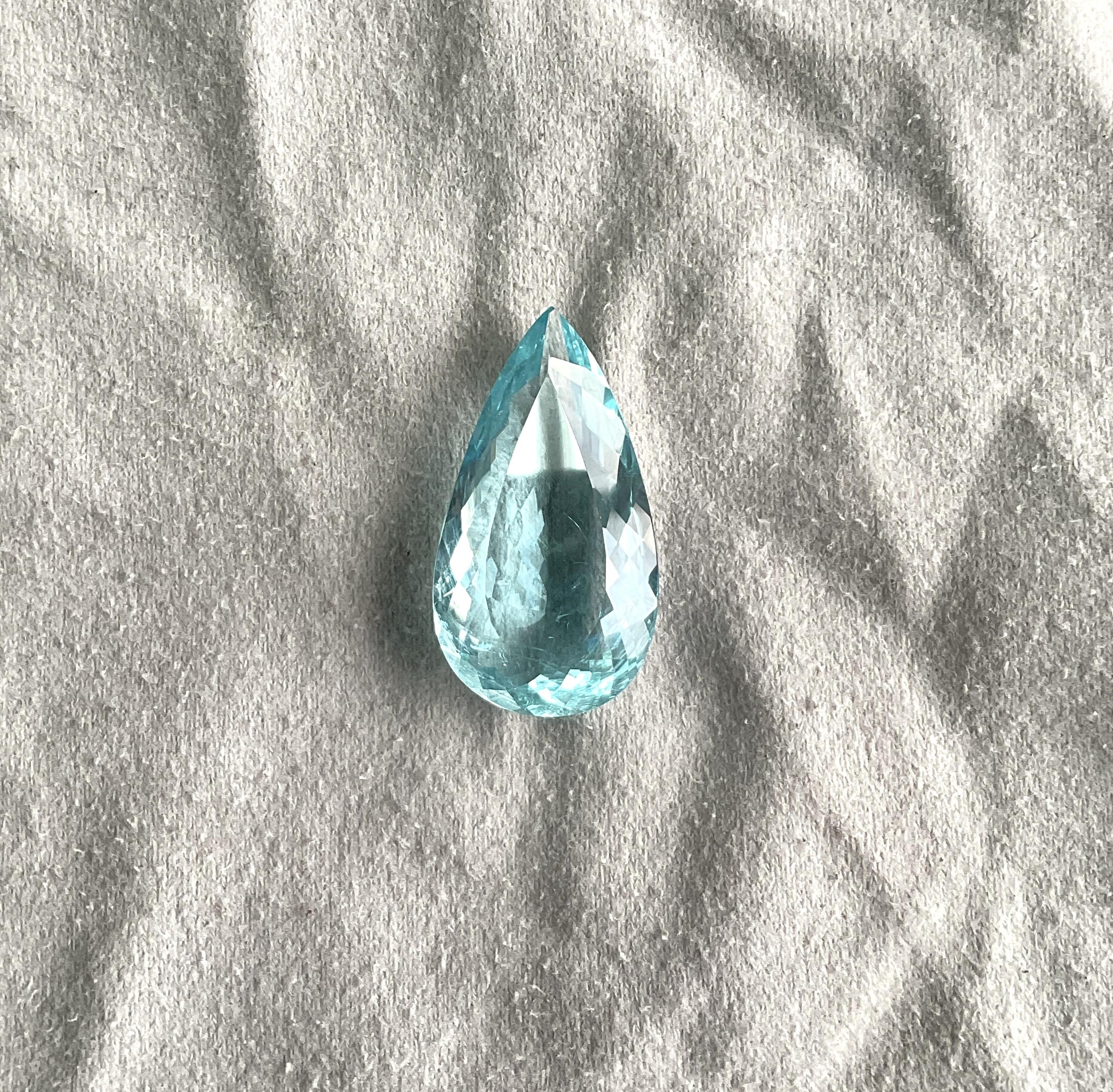 Art Deco 33.73 Carats Aquamarine Top Quality Pear Cut Stone For Jewelry Natural Gemstone For Sale