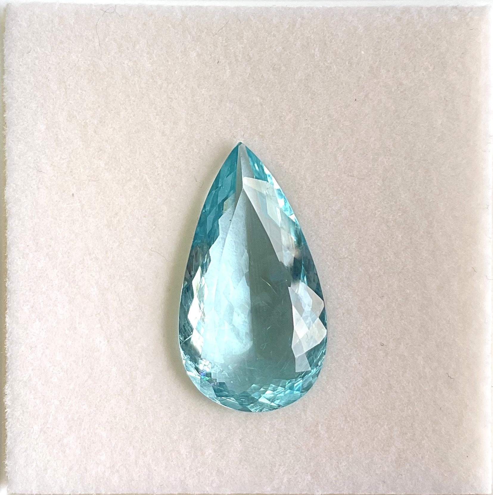 33.73 Carats Aquamarine Top Quality Pear Cut Stone For Jewelry Natural Gemstone In New Condition For Sale In Jaipur, RJ