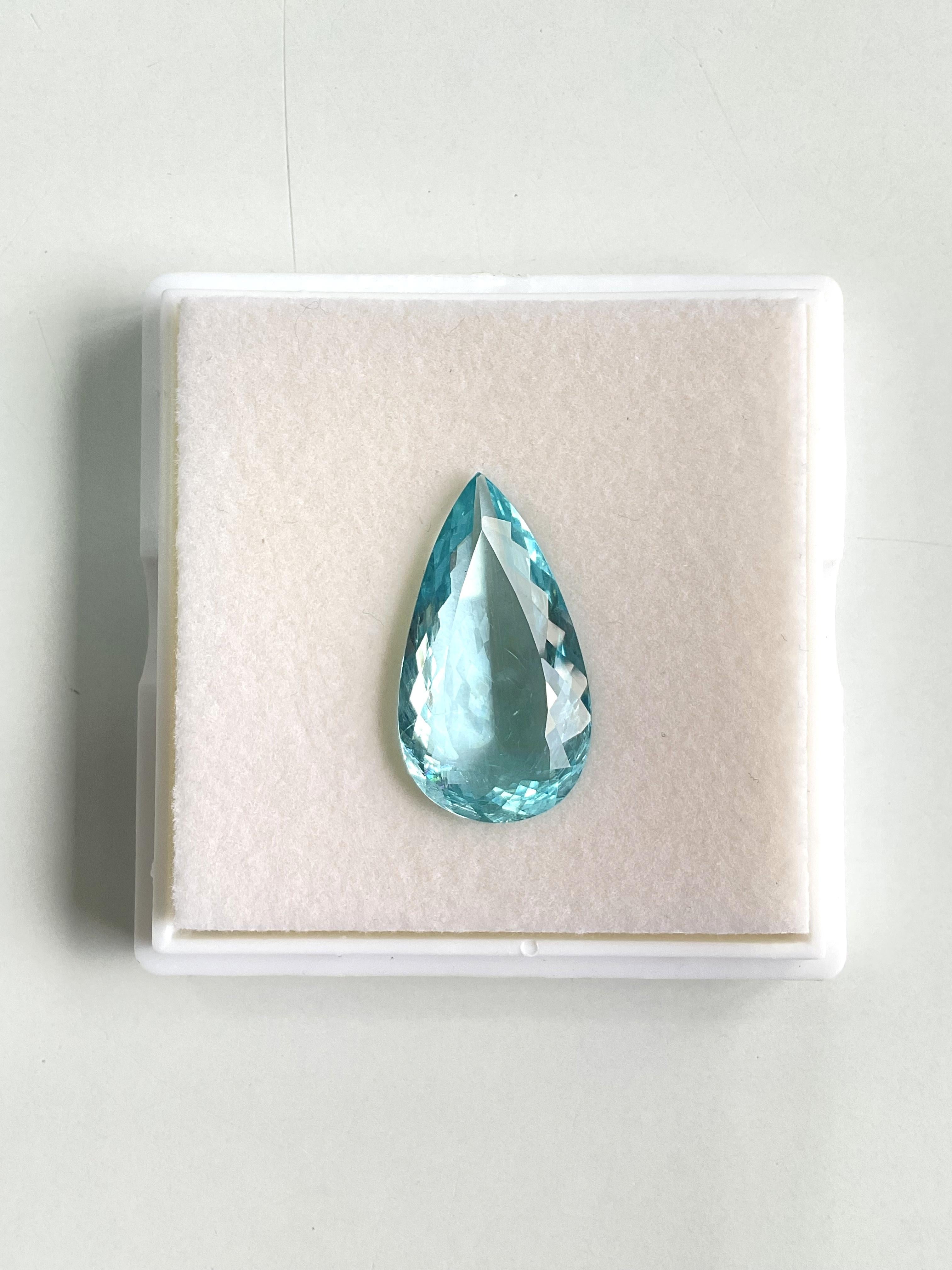 Women's or Men's 33.73 Carats Aquamarine Top Quality Pear Cut Stone For Jewelry Natural Gemstone For Sale