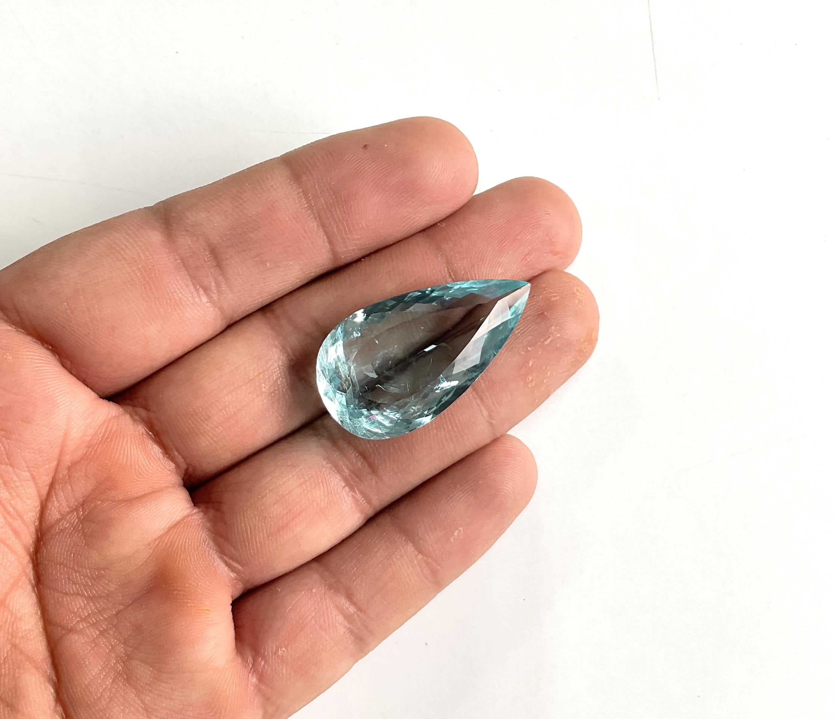 33.73 Carats Aquamarine Top Quality Pear Cut Stone For Jewelry Natural Gemstone For Sale 2
