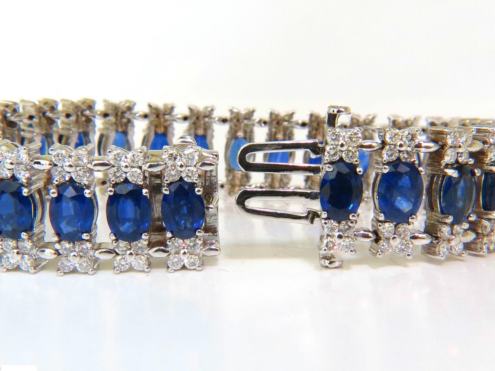 33.75 Carat Natural Gem Sapphire Diamond Bracelet Three-Row and Wide Cuff For Sale 5