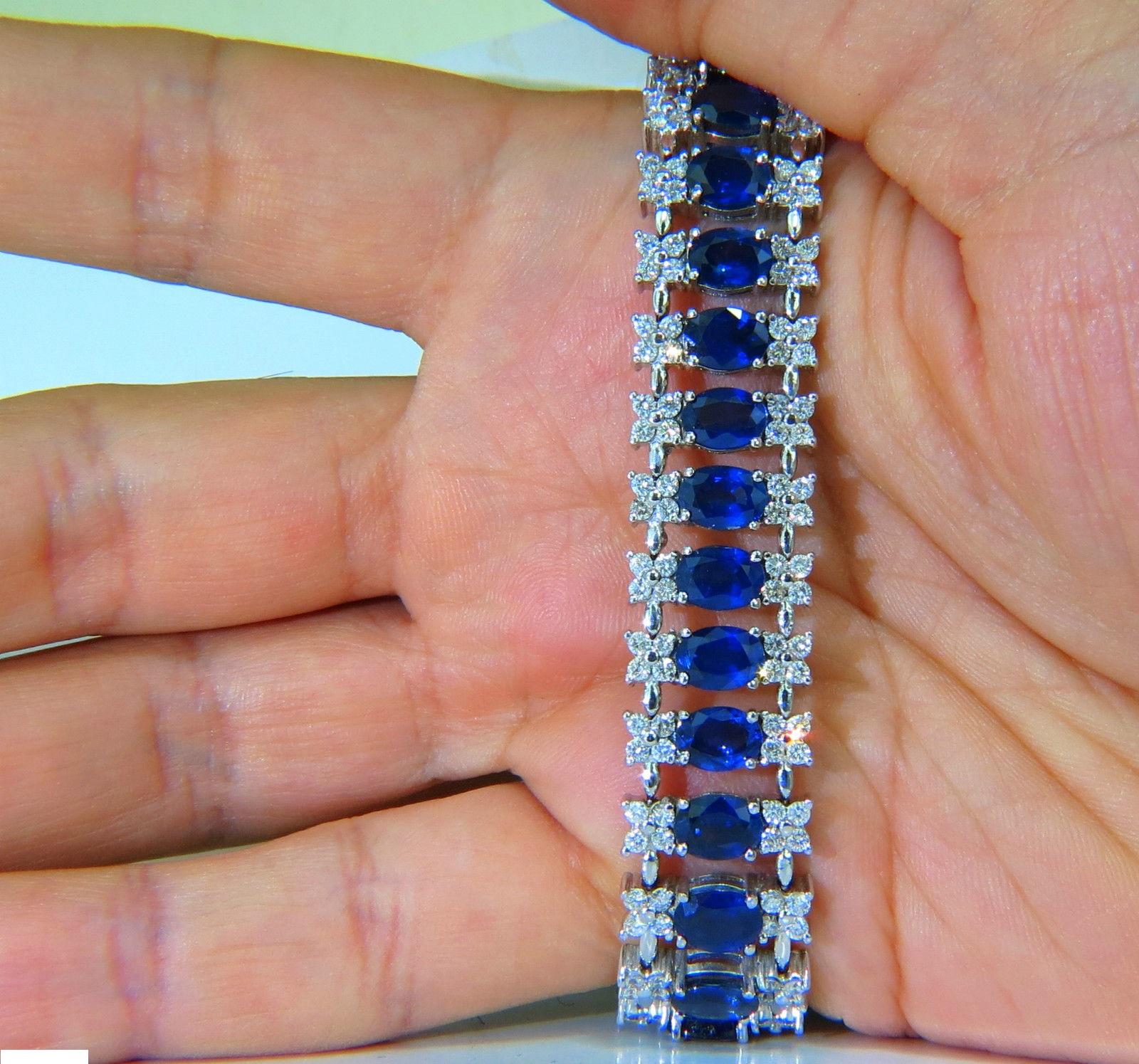 33.75 Carat Natural Gem Sapphire Diamond Bracelet Three-Row and Wide Cuff For Sale 6