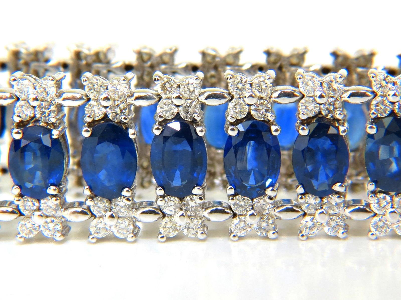 33.75 Carat Natural Gem Sapphire Diamond Bracelet Three-Row and Wide Cuff For Sale 1