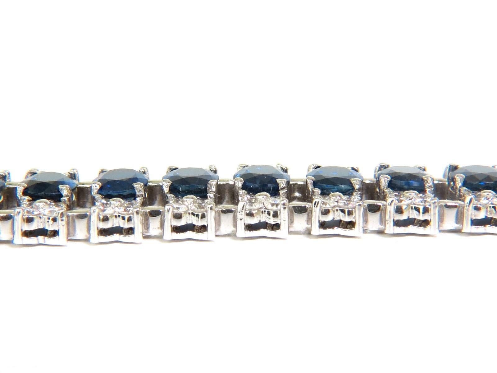 33.75 Carat Natural Gem Sapphire Diamond Bracelet Three-Row and Wide Cuff For Sale 2