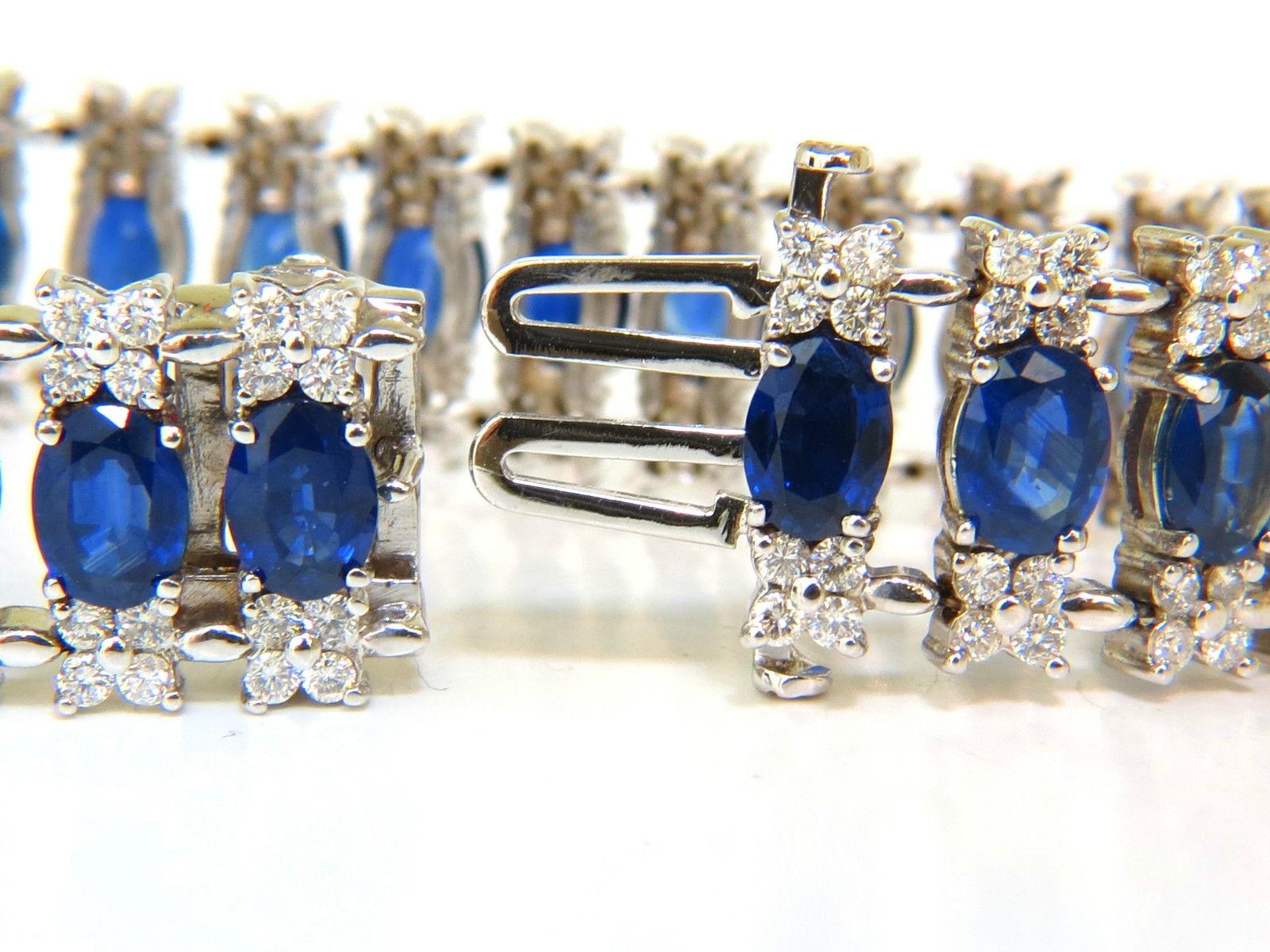 33.75 Carat Natural Gem Sapphire Diamond Bracelet Three-Row and Wide Cuff For Sale 4