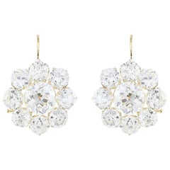 33.75 Carat Old European Cut Diamond Drop Earrings 18 Karat White Gold