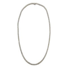 33.75 Carat Round Natural Diamond Tennis Necklace 14 Karat White Gold 20''