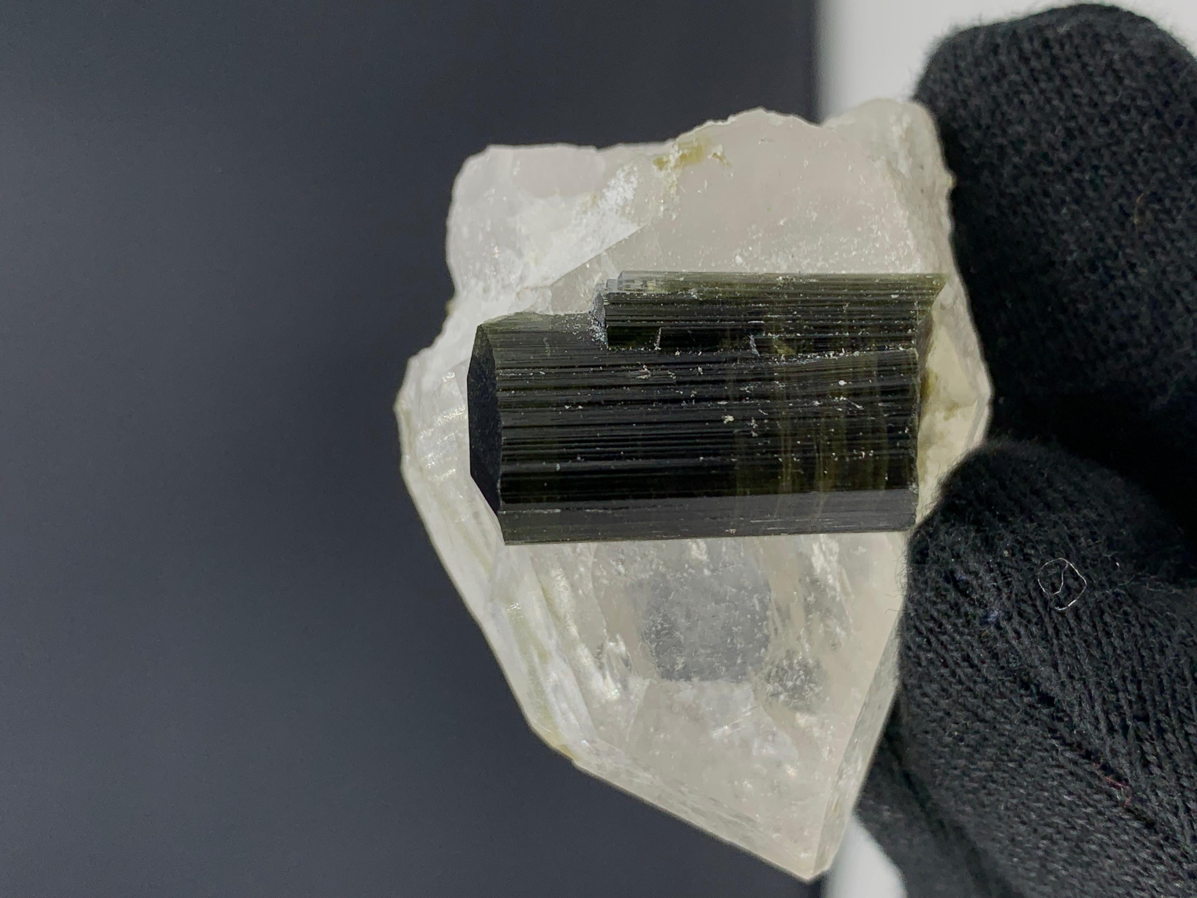 33.77 Gram Adorable Green Tourmaline Specimen From Stak Nala, Gilgit, Pakistan 
Weight: 33.77 Gram
Dimension: 3.2 x 3.9 x 2.6 Cm 
Origin: Stak Nala, Gilgit Baltistan, Pakistan 

Tourmaline is a crystalline silicate mineral group in which boron is