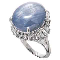 33.79 ct Natrual Star Sapphire and 0.83 ct Natural White Diamonds Ring