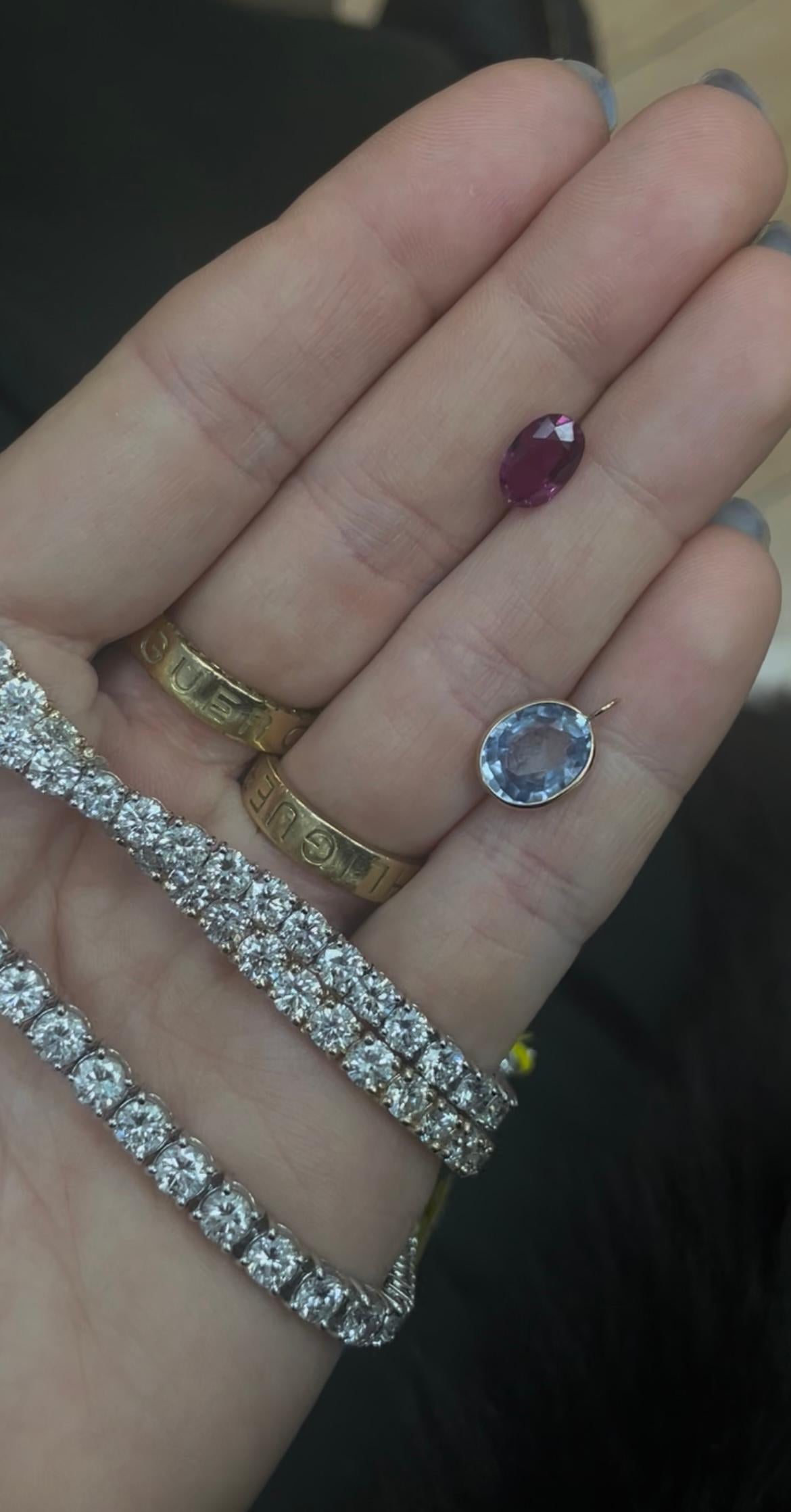 da uomo o donna Ciondolo con zaffiro di Ceylon da 3,37 carati