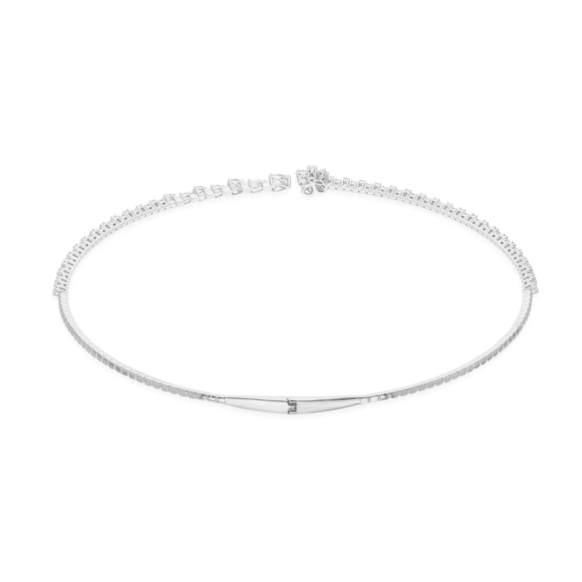 3.37Ct Natürlicher Diamant Floral Choker Halskette 18 Karat Weißgold Feine Juwelen im Zustand „Neu“ im Angebot in Diera, Dubai