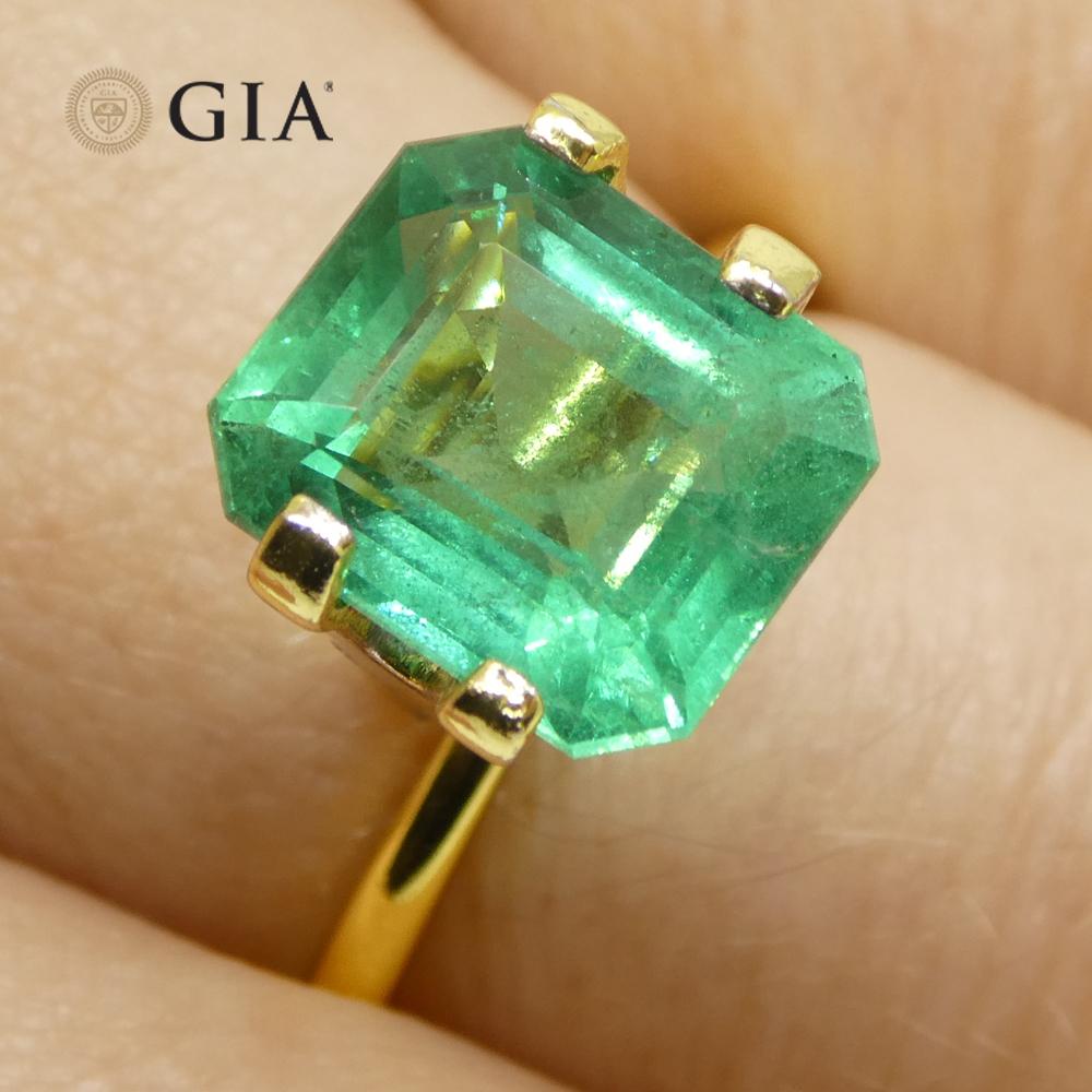 Achteckiger grüner Smaragd im Smaragdschliff, 3,37 Karat, GIA-zertifizierter Zambia (F1) im Angebot 10