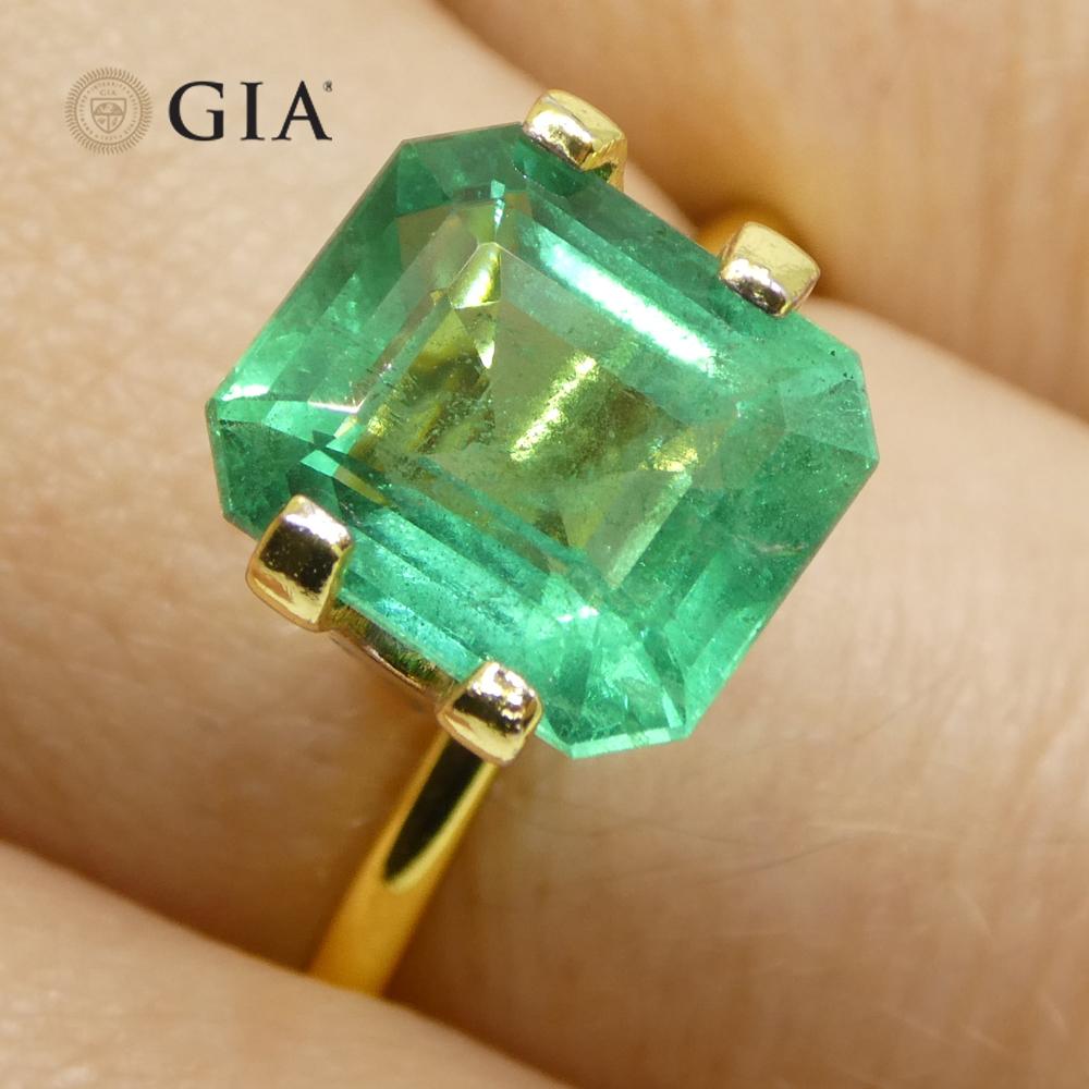 Achteckiger grüner Smaragd im Smaragdschliff, 3,37 Karat, GIA-zertifizierter Zambia (F1) im Zustand „Neu“ im Angebot in Toronto, Ontario