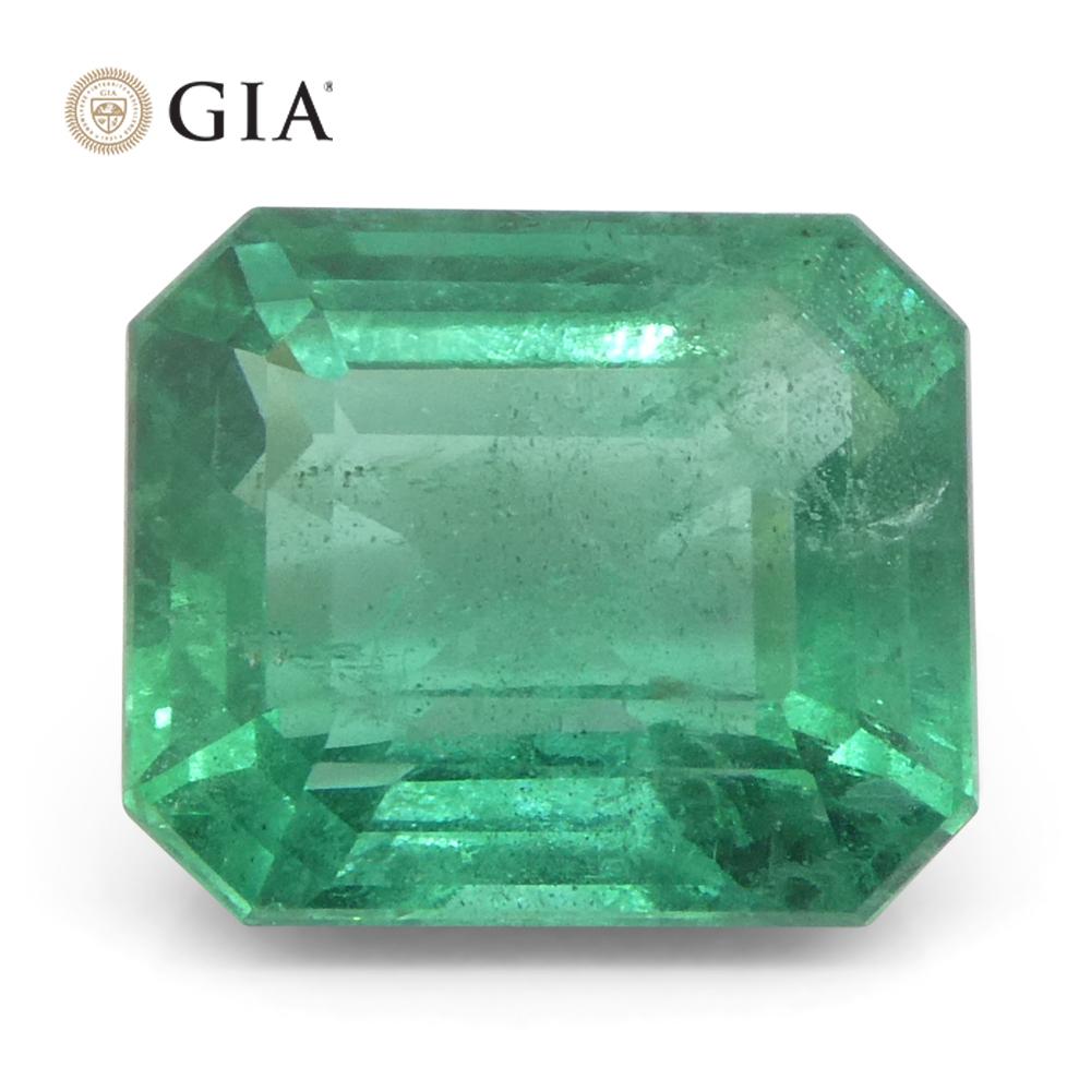 Achteckiger grüner Smaragd im Smaragdschliff, 3,37 Karat, GIA-zertifizierter Zambia (F1) für Damen oder Herren im Angebot