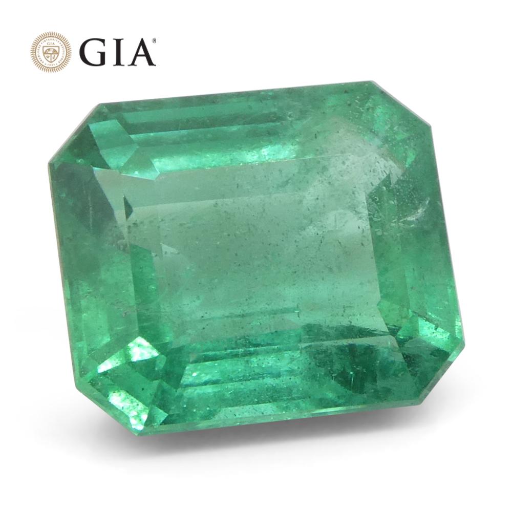 Achteckiger grüner Smaragd im Smaragdschliff, 3,37 Karat, GIA-zertifizierter Zambia (F1) im Angebot 1