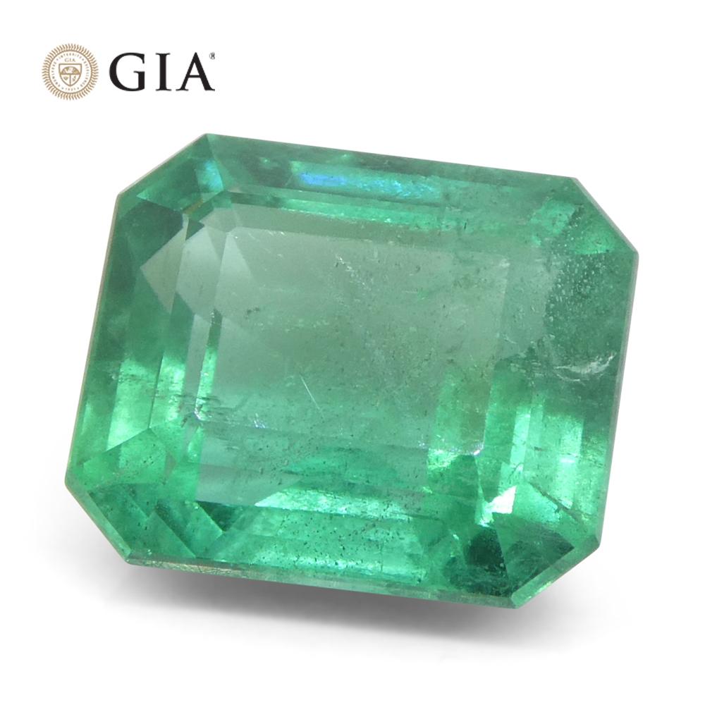 Achteckiger grüner Smaragd im Smaragdschliff, 3,37 Karat, GIA-zertifizierter Zambia (F1) im Angebot 2