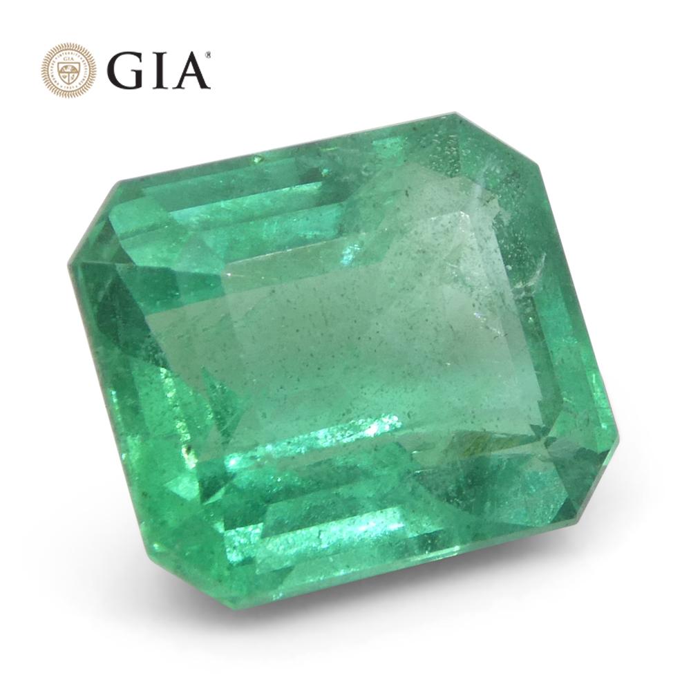 Achteckiger grüner Smaragd im Smaragdschliff, 3,37 Karat, GIA-zertifizierter Zambia (F1) im Angebot 3