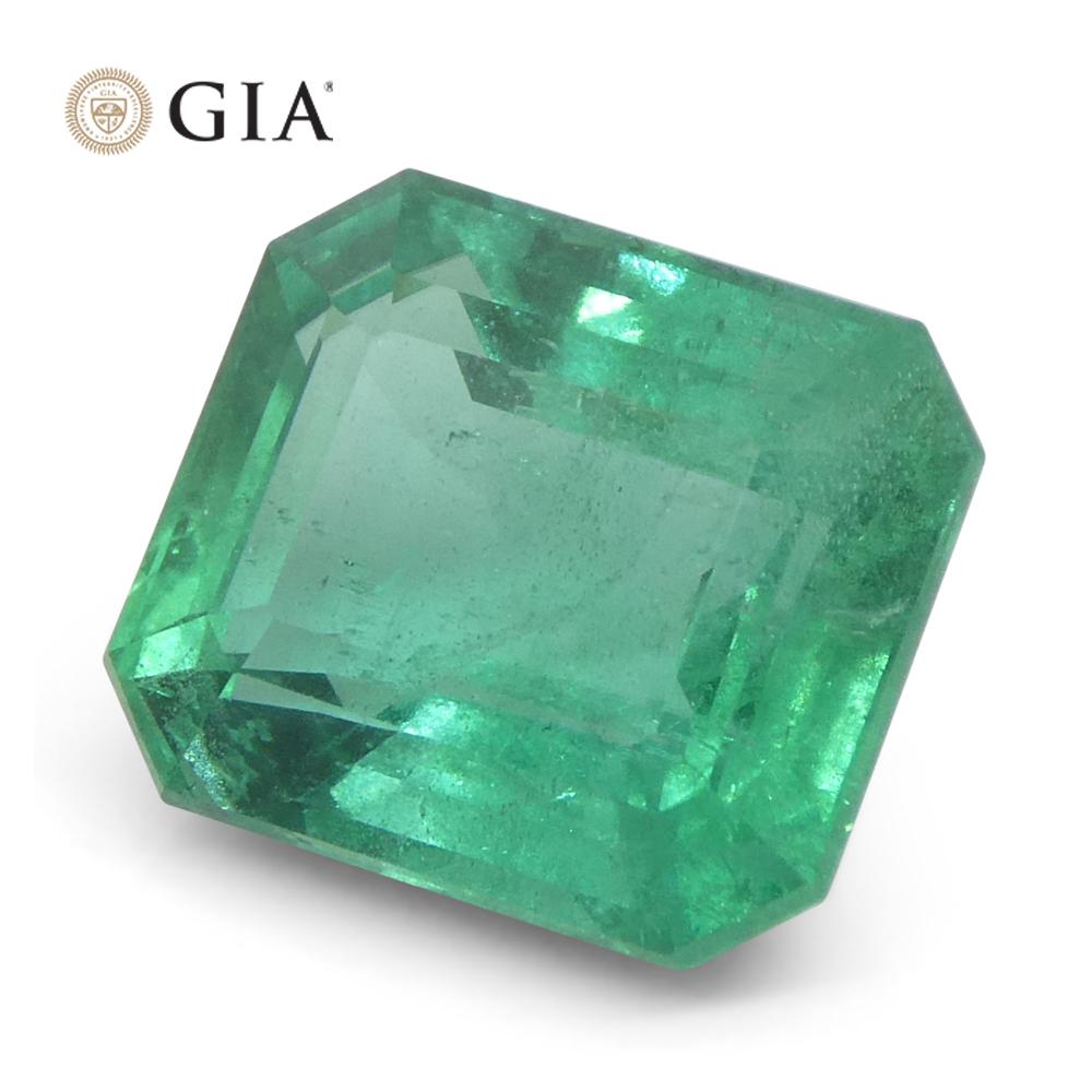 Achteckiger grüner Smaragd im Smaragdschliff, 3,37 Karat, GIA-zertifizierter Zambia (F1) im Angebot 5