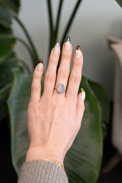 Bague en Opale de Boulder de 3,37cts avec accents de diamants Naturels : Or rose 14k massif