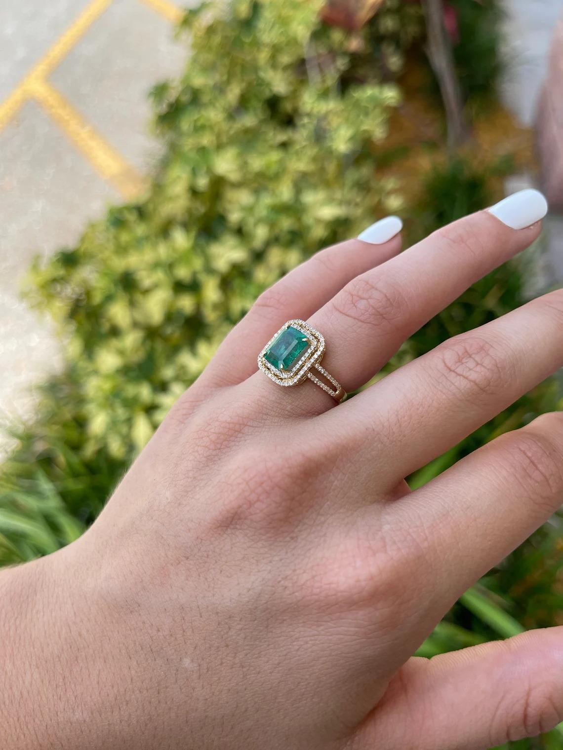 natural emerald white gold ring