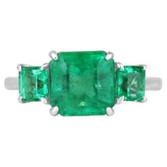3.37tcw 18K Emerald Trilogy Ring: Asscher Cut Engagement & Right Hand Ring
