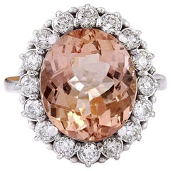 Natural Morganite Diamond Ring In 14 Karat Solid Whute Gold 