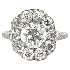 3,38 Karat Old European Cut H VS2 Diamantring aus 18 Karat Weißgold Art Deco